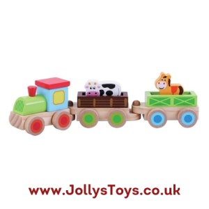 Wooden Farm Train with Animals